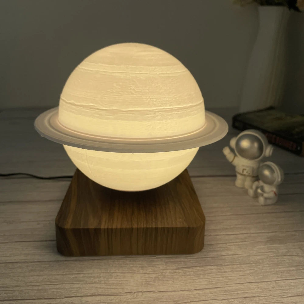 Close-up of the Floating Saturn Lamp's intricate ring details