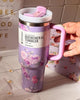 Romantic floral Stanley tumbler by LoveShackFancy in limited edition print with bow accent and carry handle