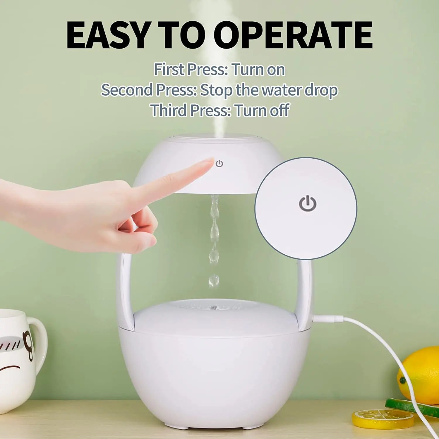 Anti-Gravity Water Drop Aroma Diffuser Single Arm New Design Anti-Gravity Air Humidifier Yoga Diffuser