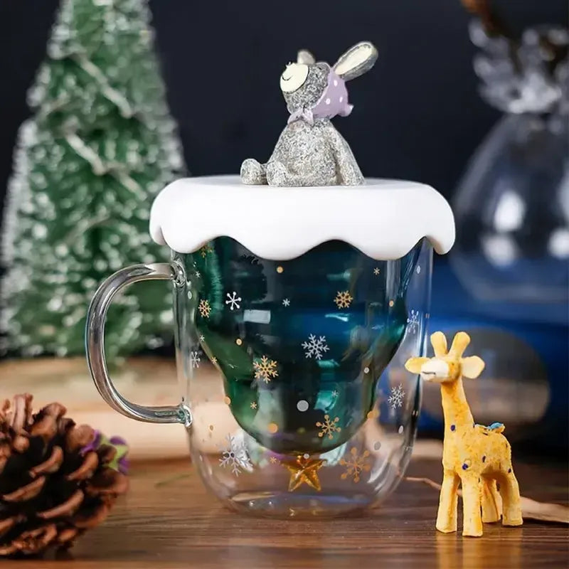 Christmas Tree Shaped Double Wall Glass Mug