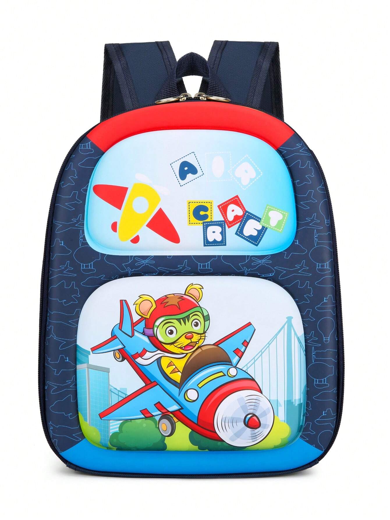 Cool Blue Flying Aeroplane Kids School Backpack