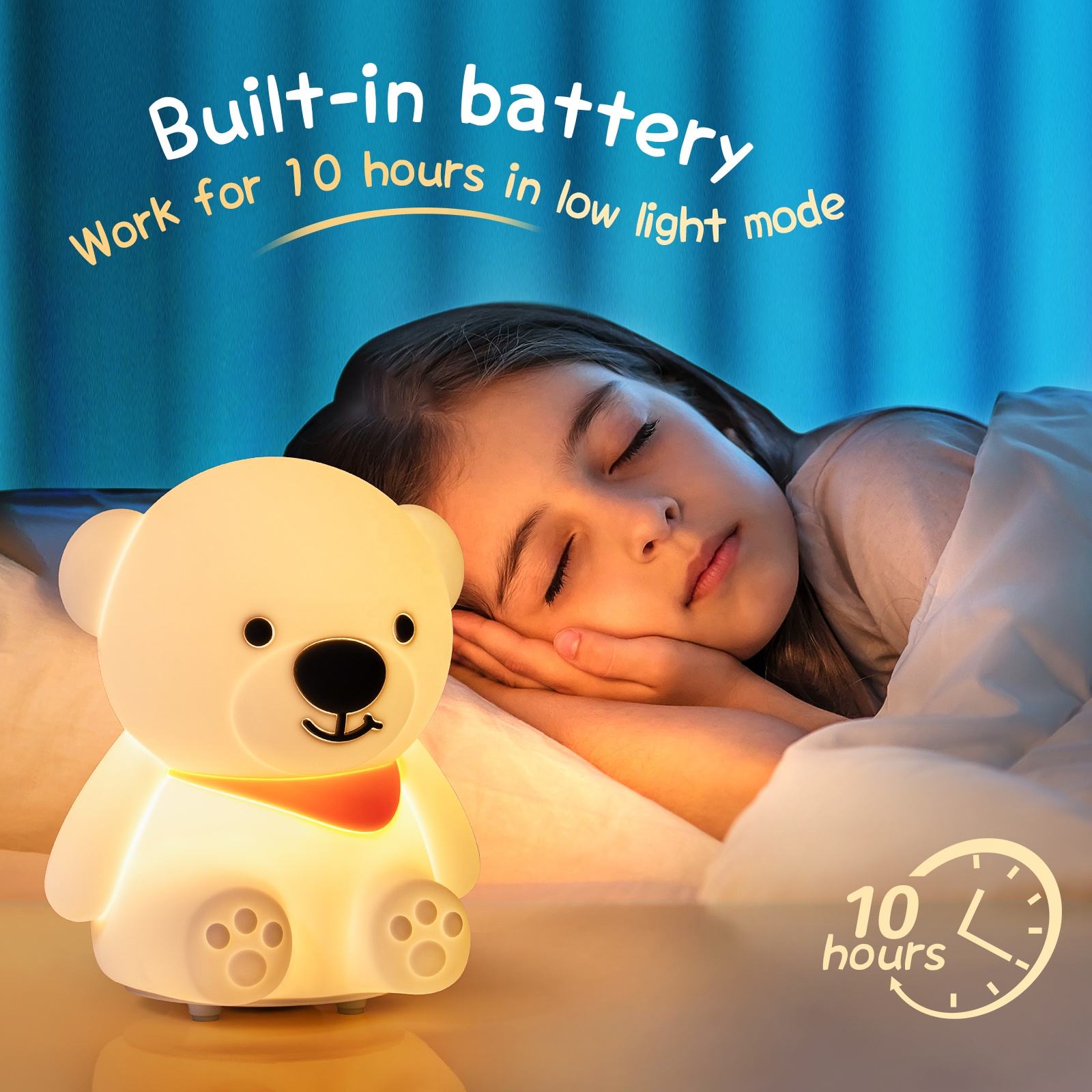 Adorable Bear-shaped night light made from soft silicone, perfect for home decor