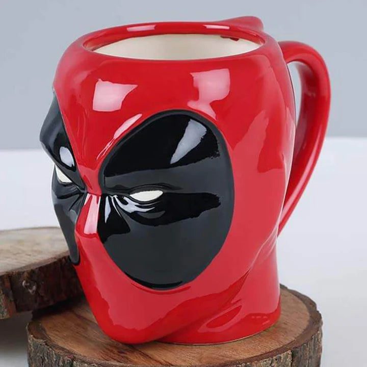 Side view of the Deadpool Ceramic Mug, highlighting its stylish silhouette and versatile use as a stationery holder or decorative piece