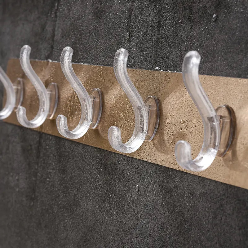 Five Rows Wall Rack Coat Wall Mounted Plastic Hook Rack No Trace Self Adhesive Hook Clothes Hooks