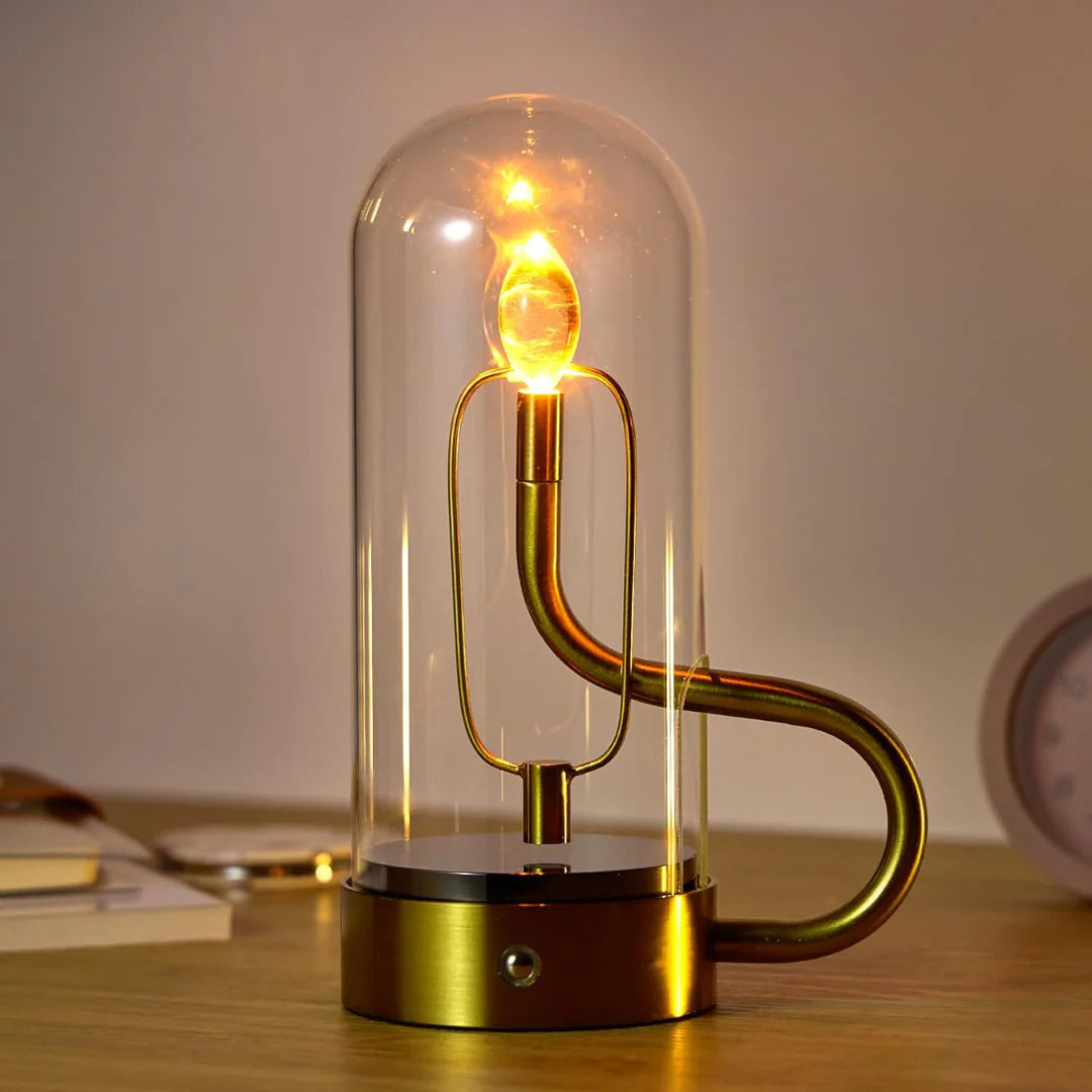 Modern Portable LED Table Lamp in Gold Finish