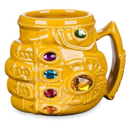 Side view of the Ceramic Thanos Coffee Mug, highlighting its unique diamond accents for an eye-catching addition to your drinkware collection