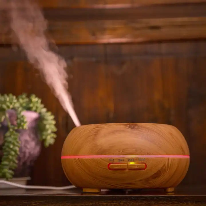 UFO Design Wood Grain Aroma Essential Oil Diffuser, Cool Mist Air Humidifier