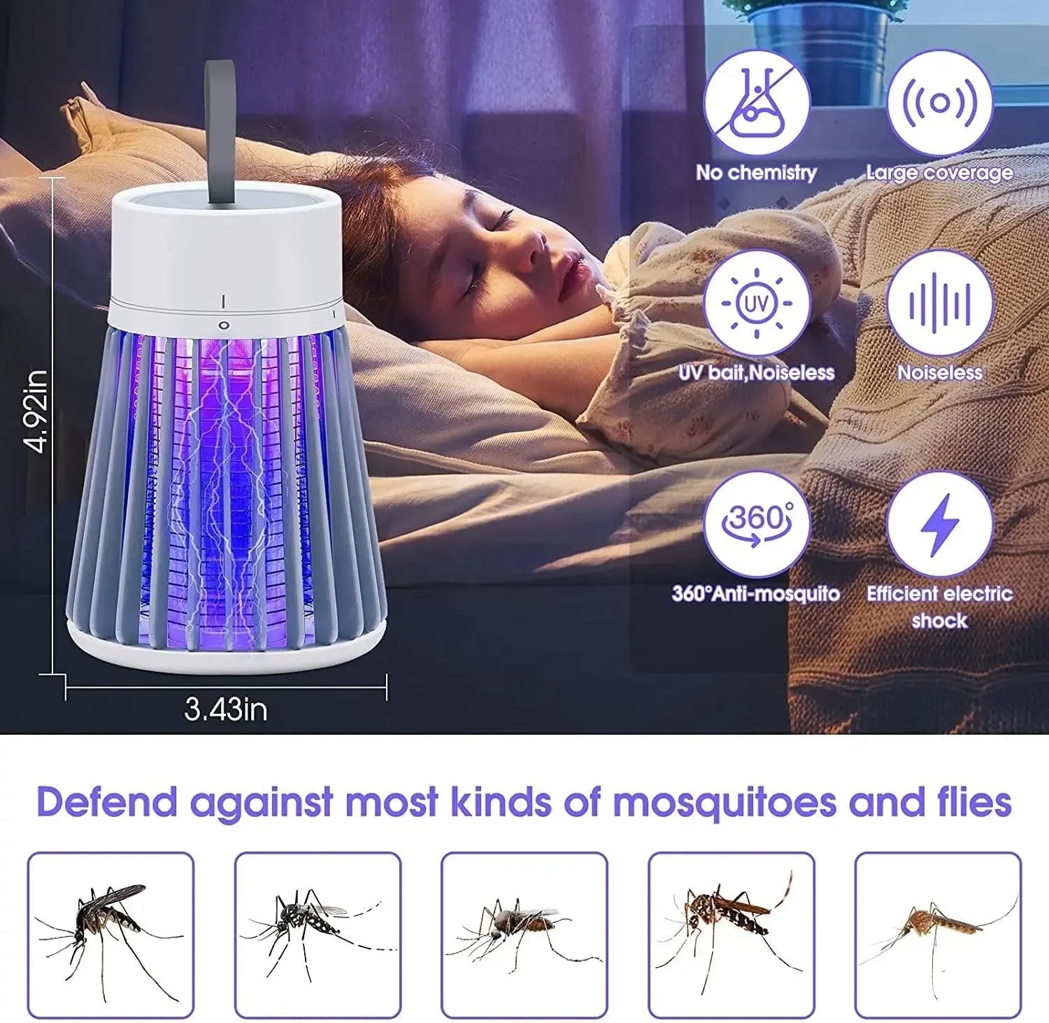 Advanced UV Technology - Close-up of the bug zapper's powerful light for efficient insect elimination