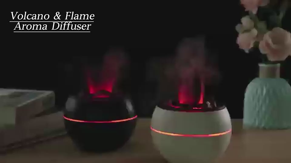 3D Flame Air Humidifier Diffuser Ultrasonic Colorful Lamp Volcano Essential Oil Aroma Diffuser With Flame Effect